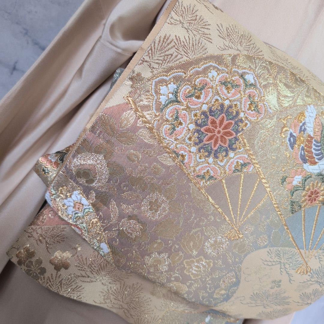 訪問着　フルセット　着物　正絹　花松梅　輝　金彩加工　華やか　友禅　祝い事　F4