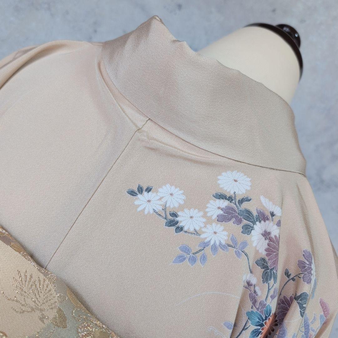 訪問着　フルセット　着物　正絹　花松梅　輝　金彩加工　華やか　友禅　祝い事　F4