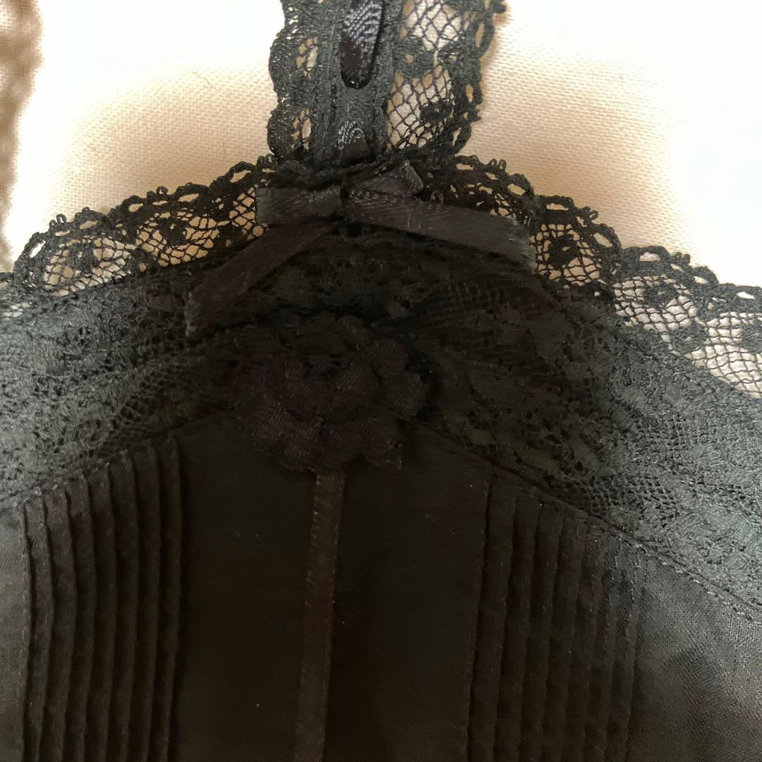 ピンクハウス 未使用品 綿ローン&フランス製?!レース黒生地キャミソール