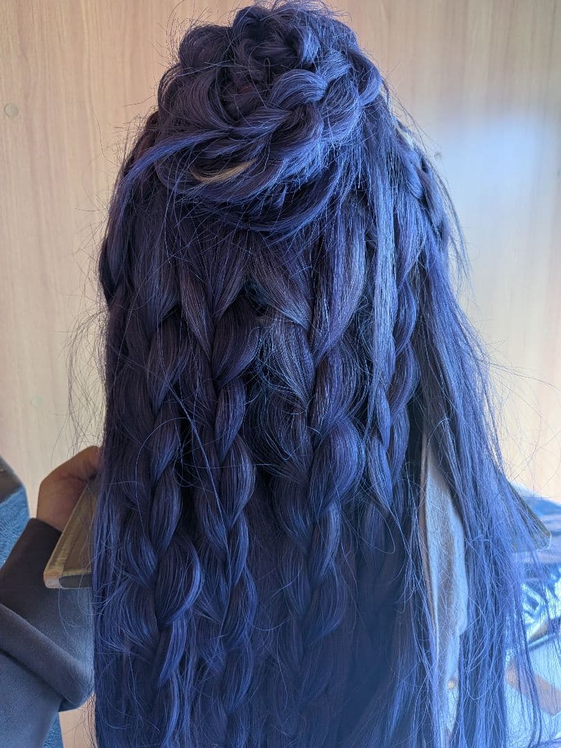 大衆演劇かつら紫色の編み込み