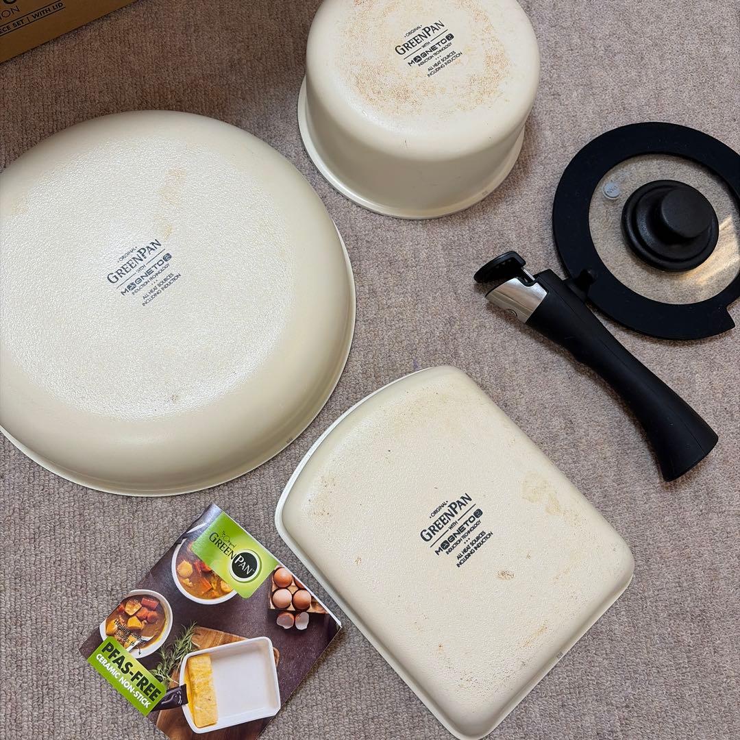 【GREENPAN】グリーンパン/クリックシェフ/5点セット/クリームホワイト