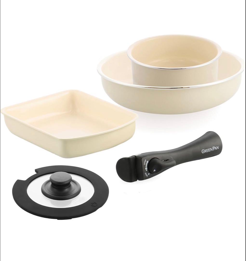 【GREENPAN】グリーンパン/クリックシェフ/5点セット/クリームホワイト