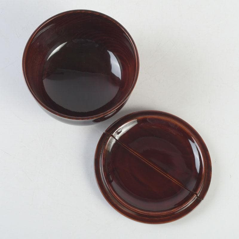 茶道具　塗師　安田春仁作　老松茶入　仕覆付　共箱　V　9691