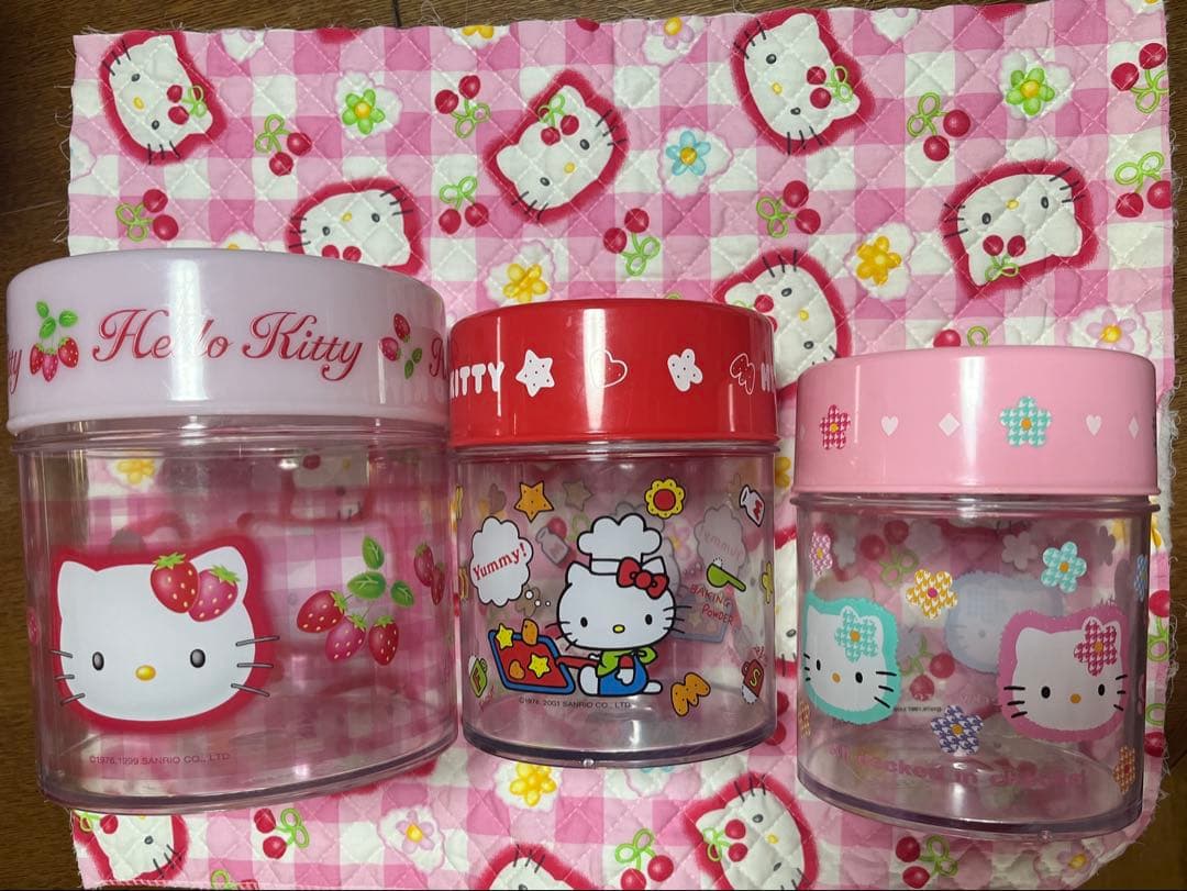 レア　キティ　キッチン　シュガーポット　缶　いちご　赤　カオハナ　千鳥　ケース