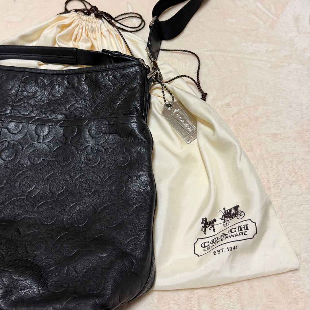 美品　COACH オプアート レザー ショルダーバッグ トートバッグ2way 黒