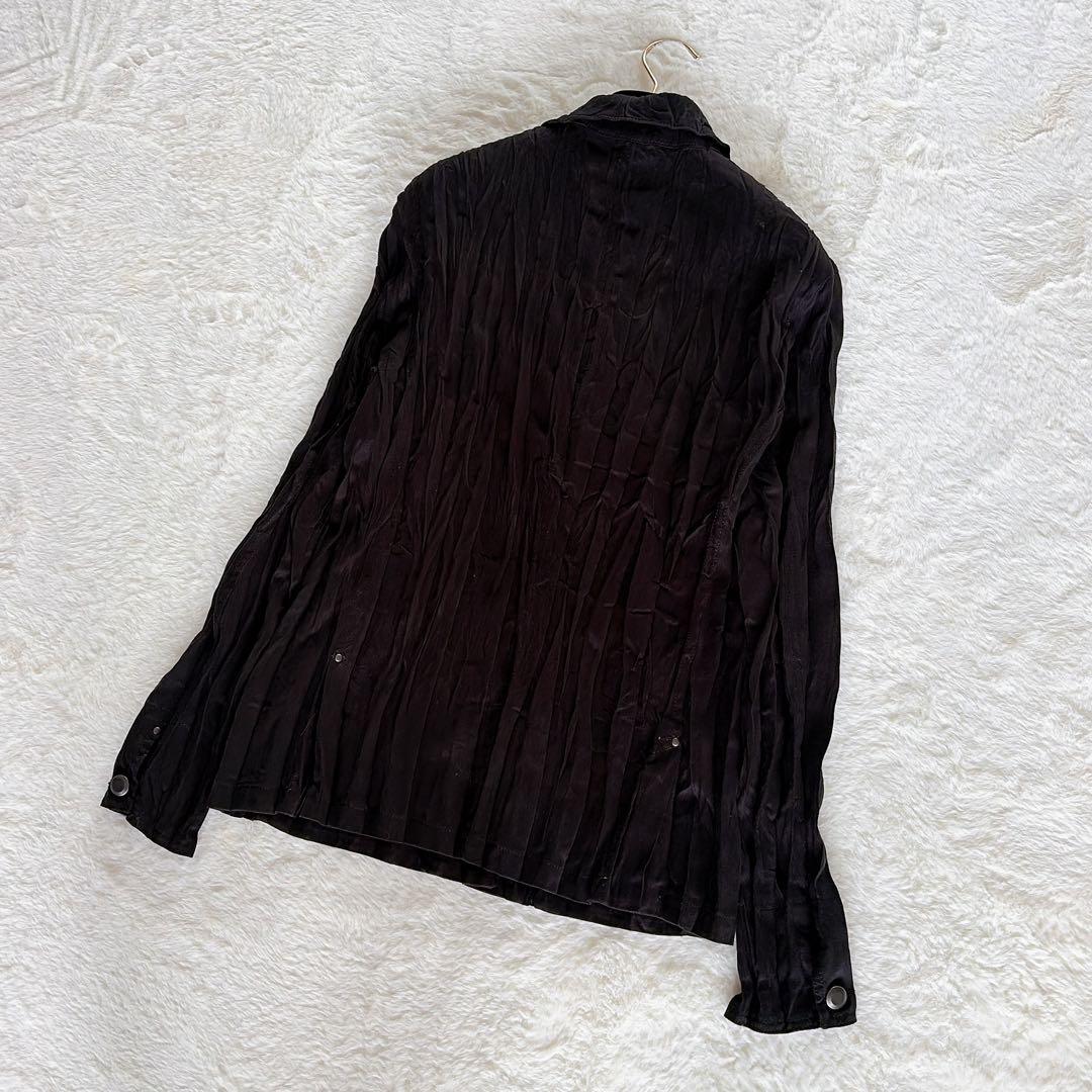 美品✨希少【ISSEY MIYAKE FETE】プリーツ長袖シャツ ブラック3