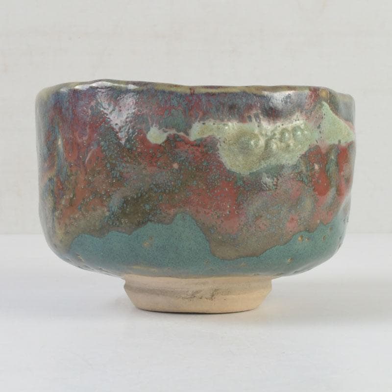 茶道具　琉球焼　壺屋焼　小橋川仁王造　茶碗　共箱　V　9832