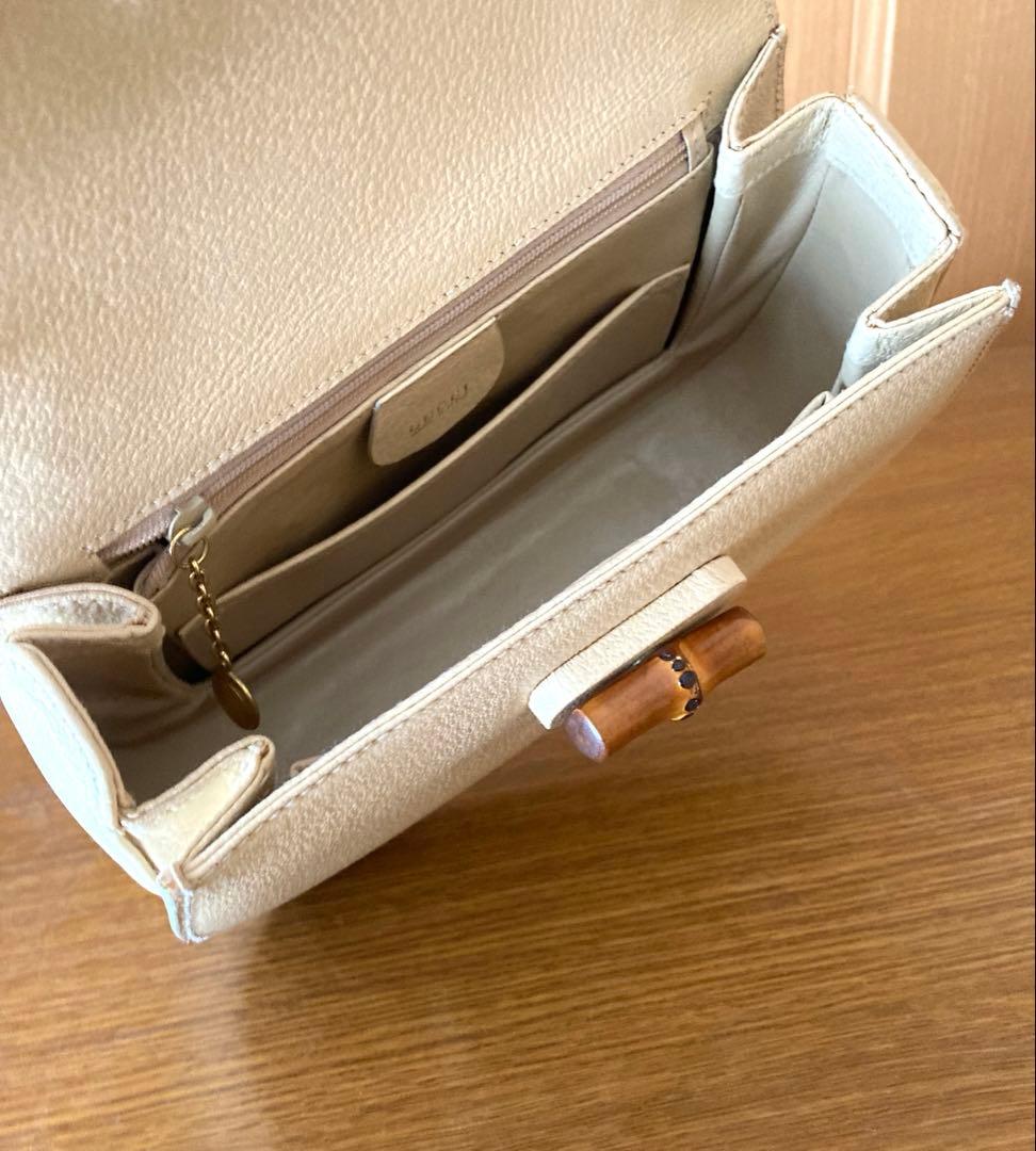 GUCCI グッチ　ベージュ バンブーハンドル　ハンドバッグ
