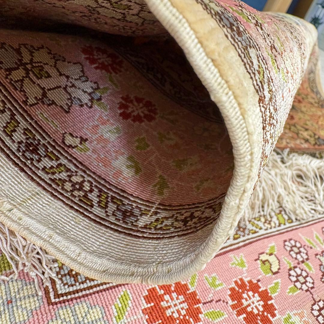 トルコ絨毯　ヘレケ　シルク　玄関マット　55×70