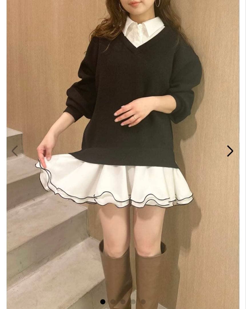 【新品未開封】【lily brown】シャツドッキングフリルミニワンピース