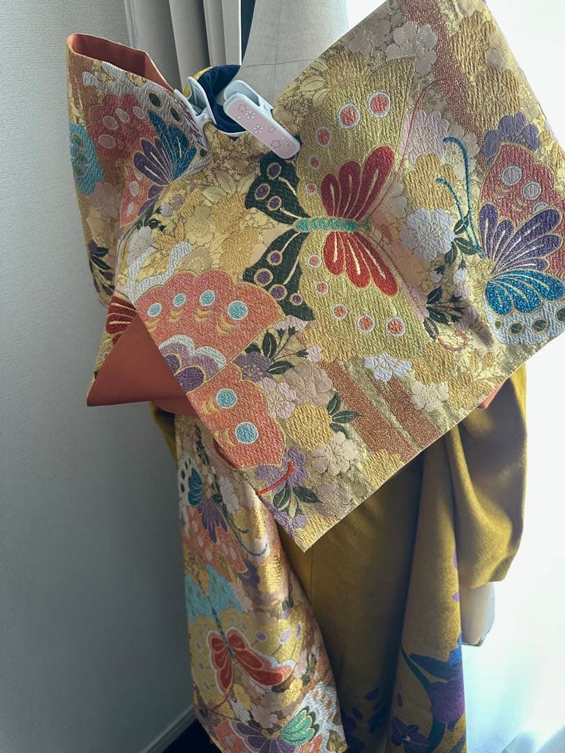 振袖 イエロー 花柄　フルセット