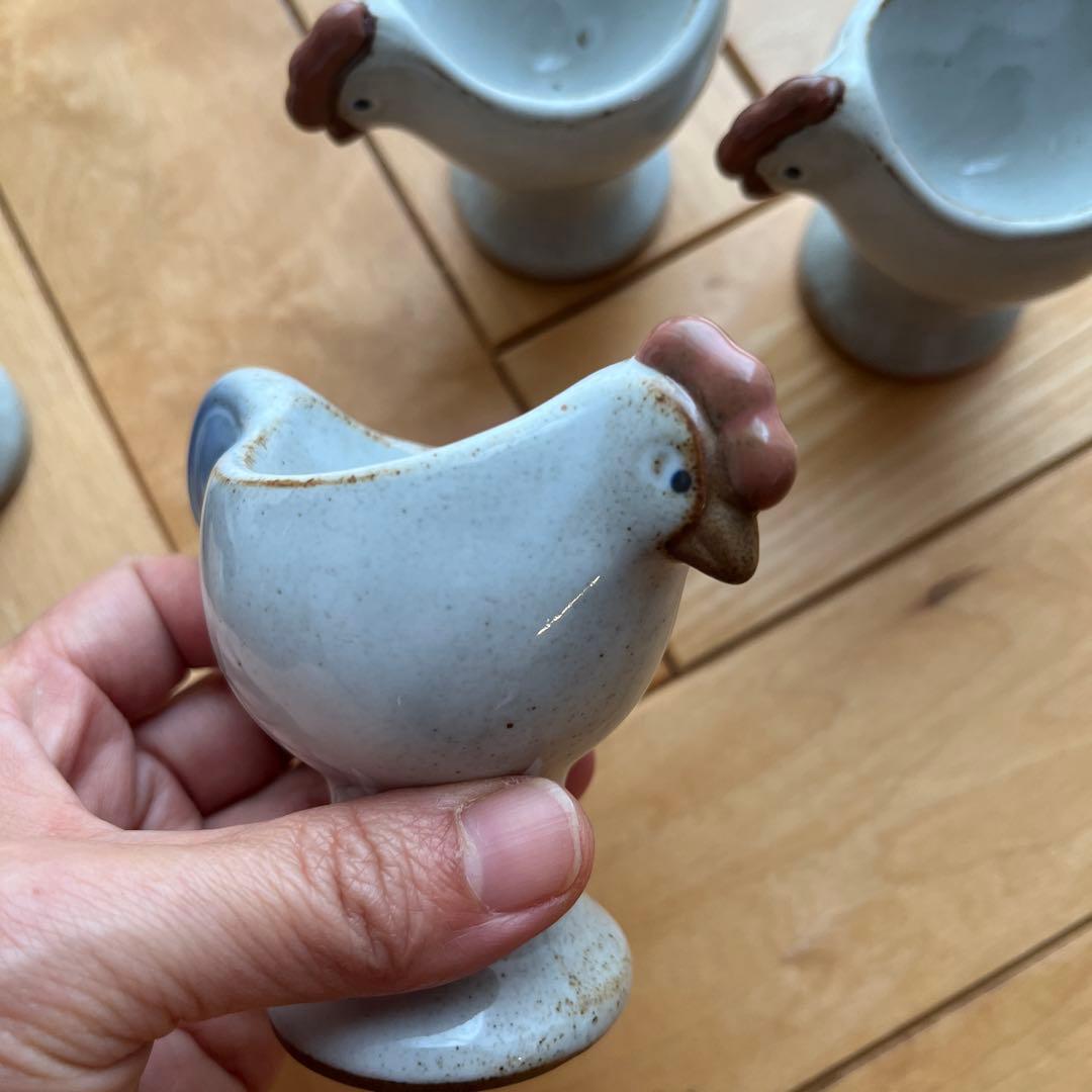 リサ　ラーソン　置物　ニワトリ　親子　エッグカップ　セット　バターケース