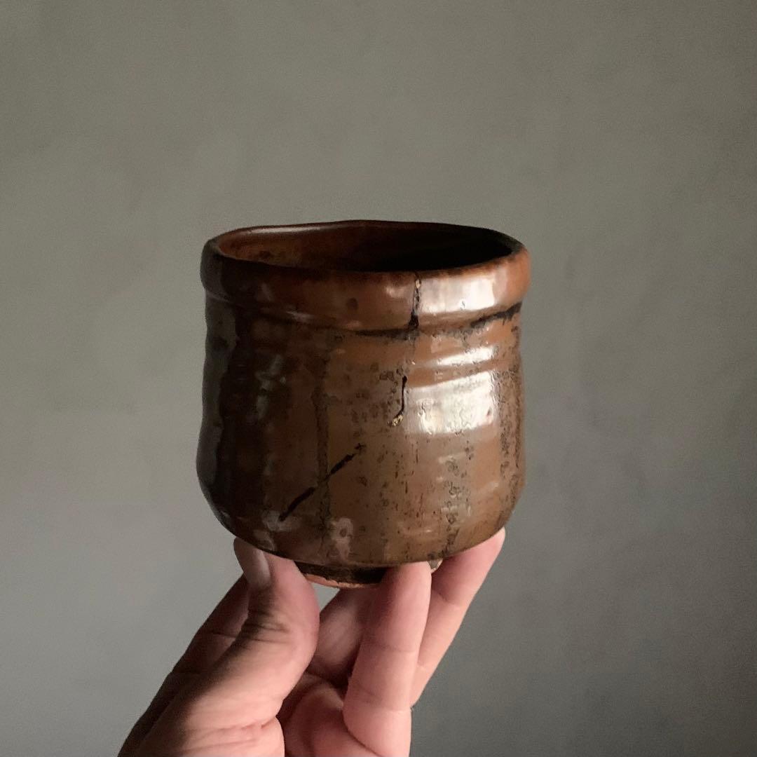 鉄釉 筒茶碗 古美術 古道具 アンティーク 茶道具 茶碗