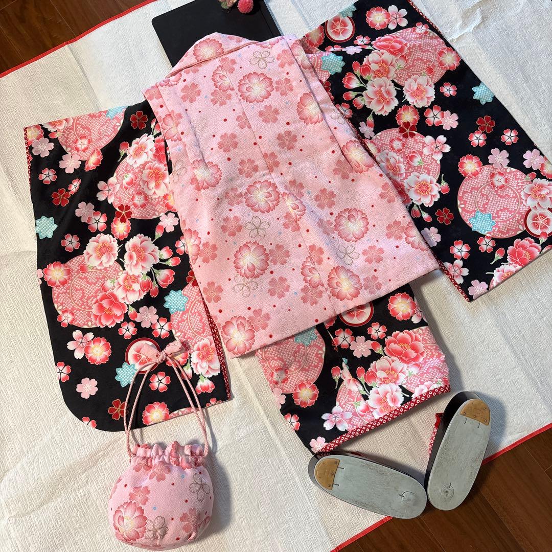 七五三　JAPAN style 三歳　 着物被布六点セット