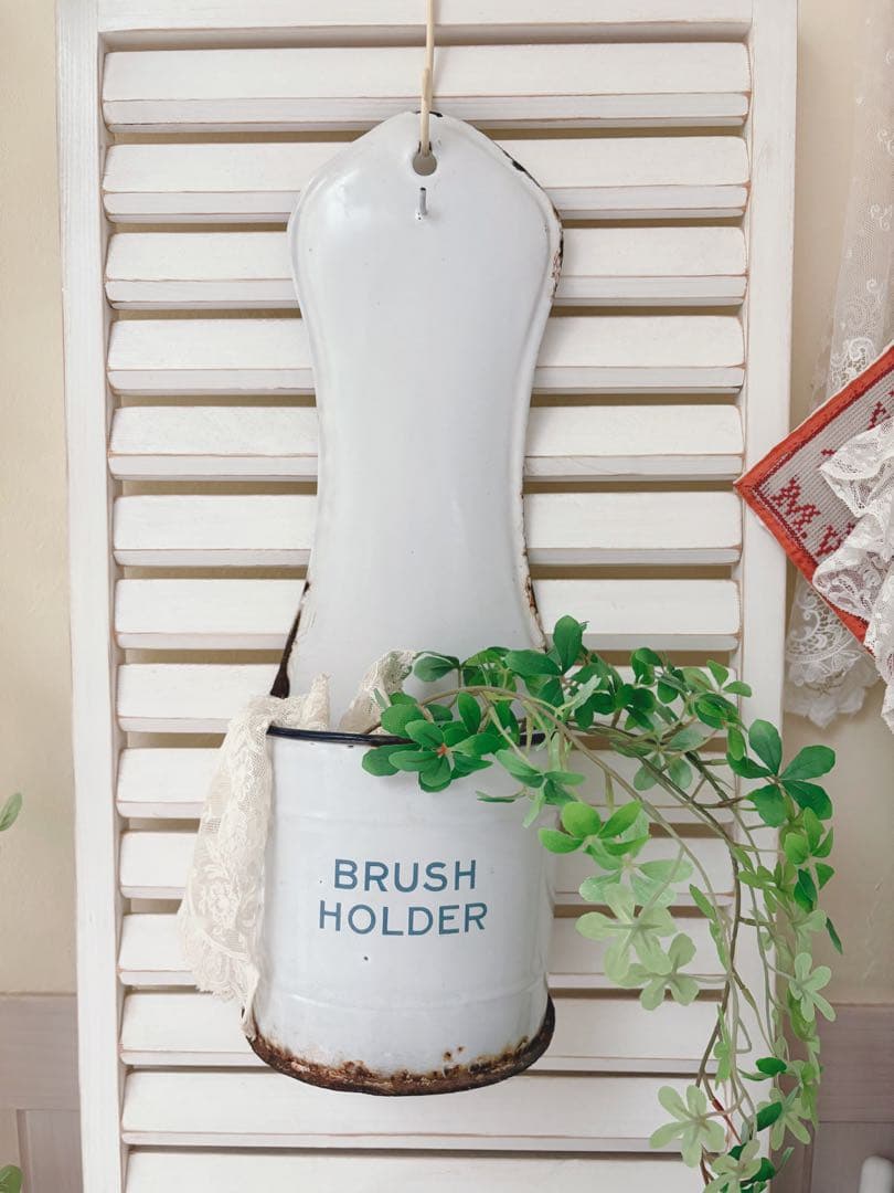 アンティーク☆ホーローブラシホルダー　イギリス