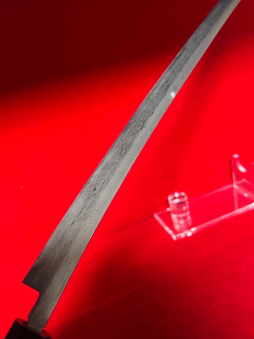 01565 包丁　マグロ包丁　先丸型　両刃　玉鋼　鬼反り　未使用品