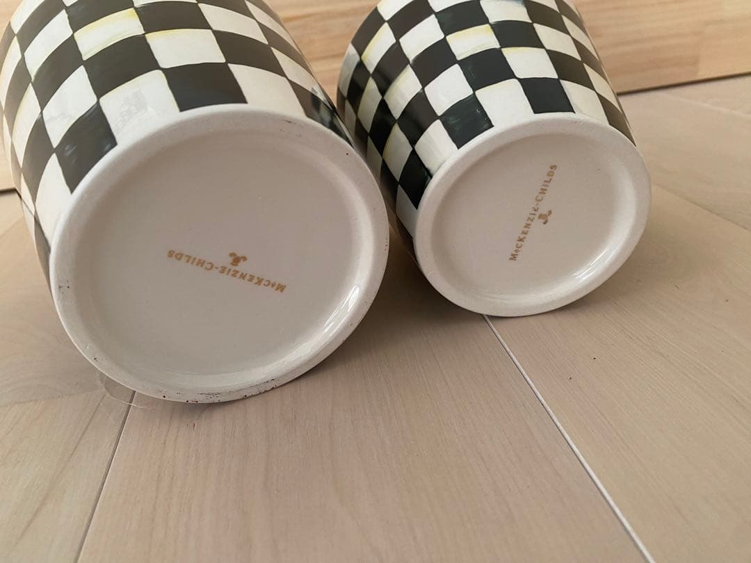 Mackenzie マッケンジーチャイルズ コートリーチェックゴミ箱 鉢入れ2点