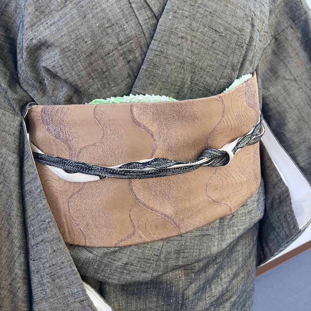 未使用近い　美品　袷　正絹　上質紬　ぜんまい紬　小紋　フルセット　4点