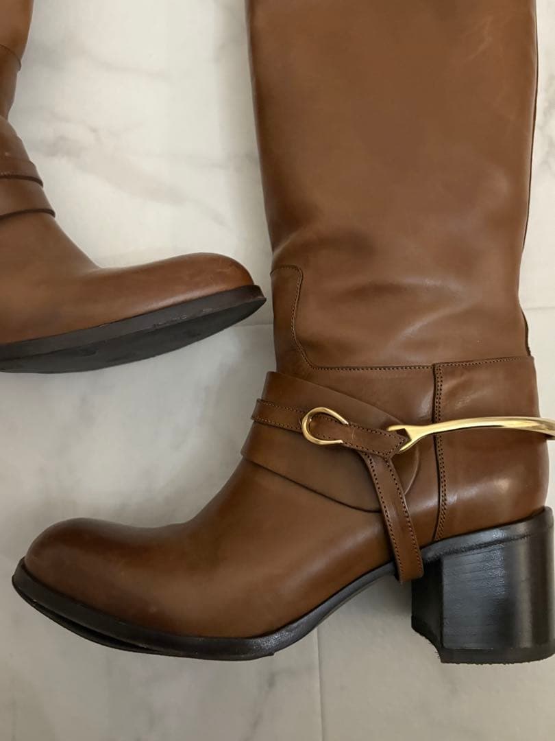 最終値下！サルトル　乗馬ブーツ　ロングブーツ ゴールドストラップ付き36美品