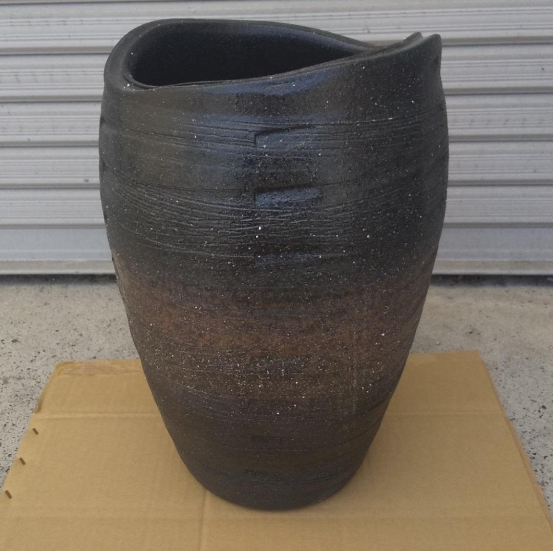 【信楽焼 傘立】窯変たわみ傘立