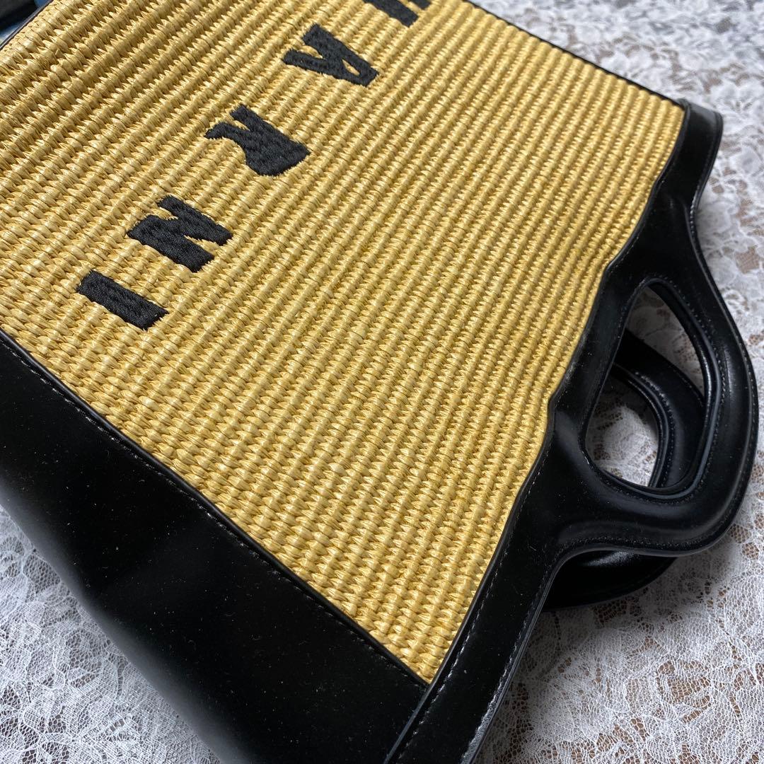 R anページ　MARNI かごバッグ 黒/黄色