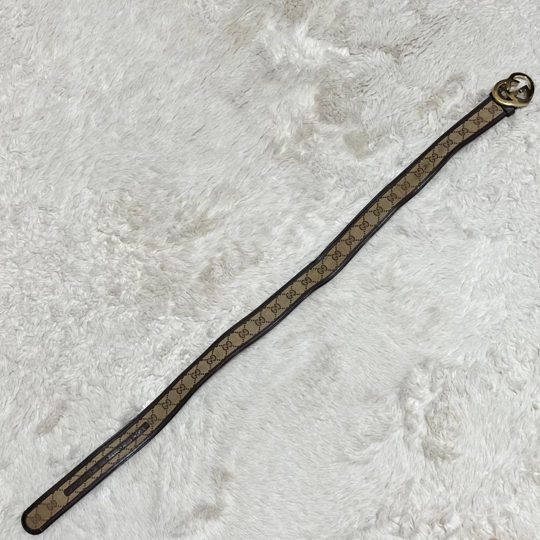 GUCCI グッチ　モノグラム　ベルト　ハートロッキング　キャンバス　GG 金色