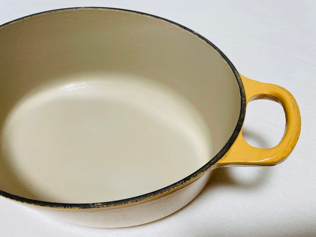 フランス製/ルクルーゼ/ココット/オーバル/25/ホーロー/琺瑯/イエロー/①