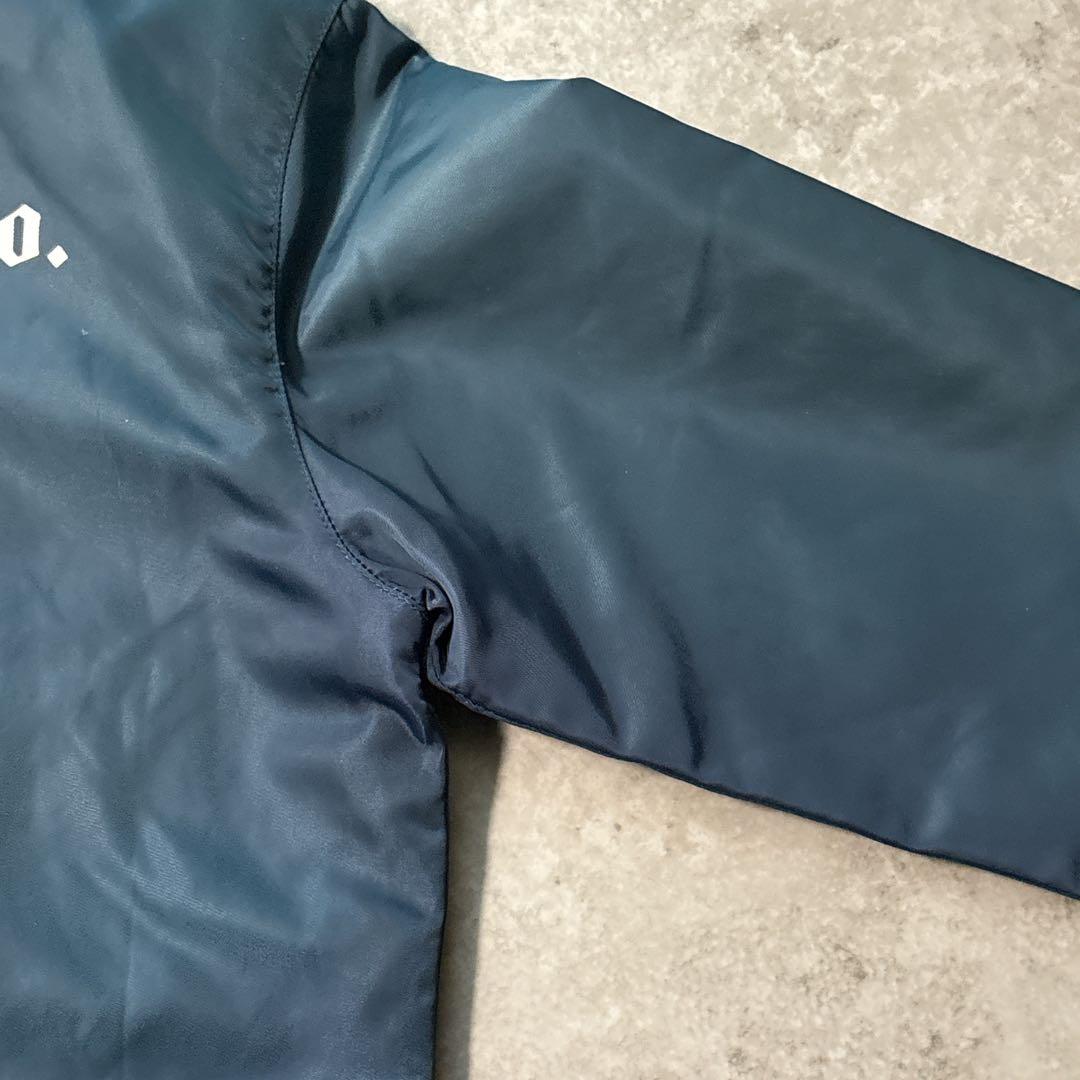 schott ナイロンコーチジャケット バックプリント ピンスト ネイビー M