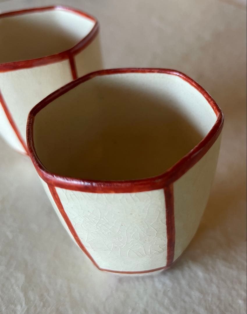 伏原博之　京焼　赤絵ぼんぼり型猪口　2客セット