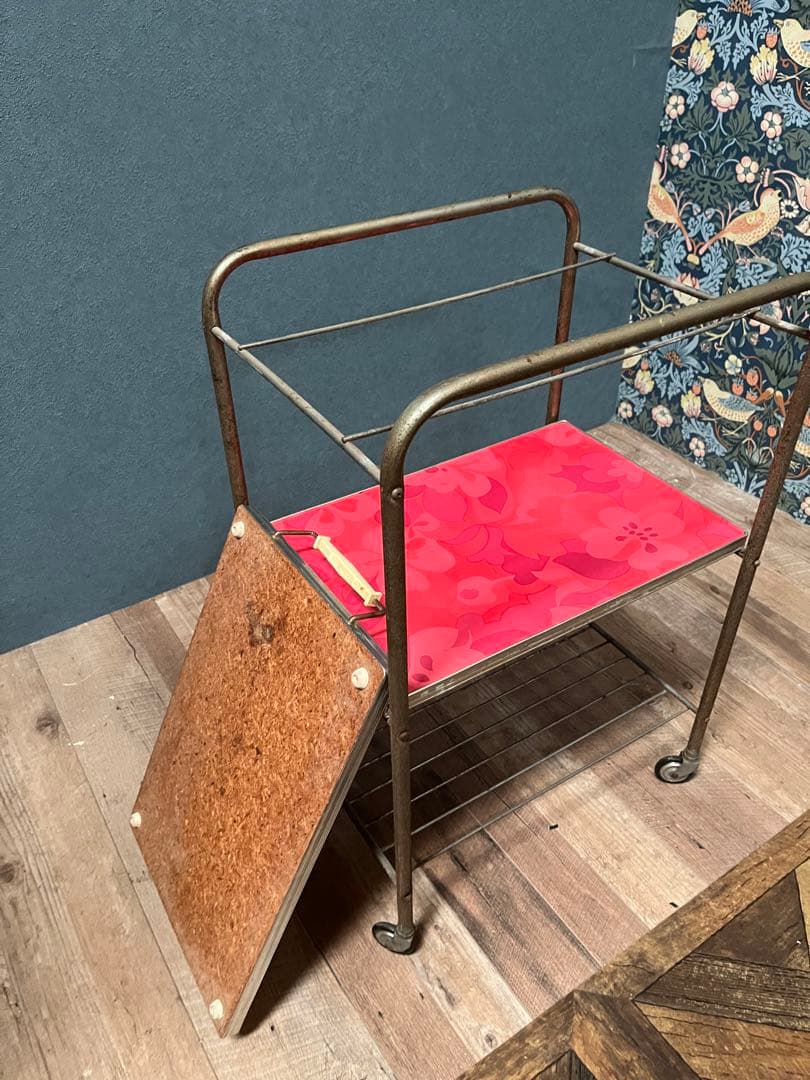 キッチンワゴン 昭和レトロ レトロポップ 当時物 インテリア 花柄