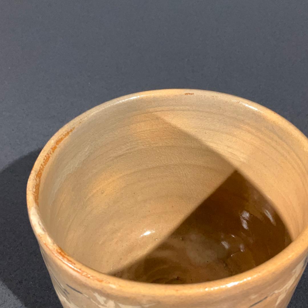 【抹茶碗】筒茶碗　十一代長岡空権　群鶴図　2月　茶道具　R0880ダN