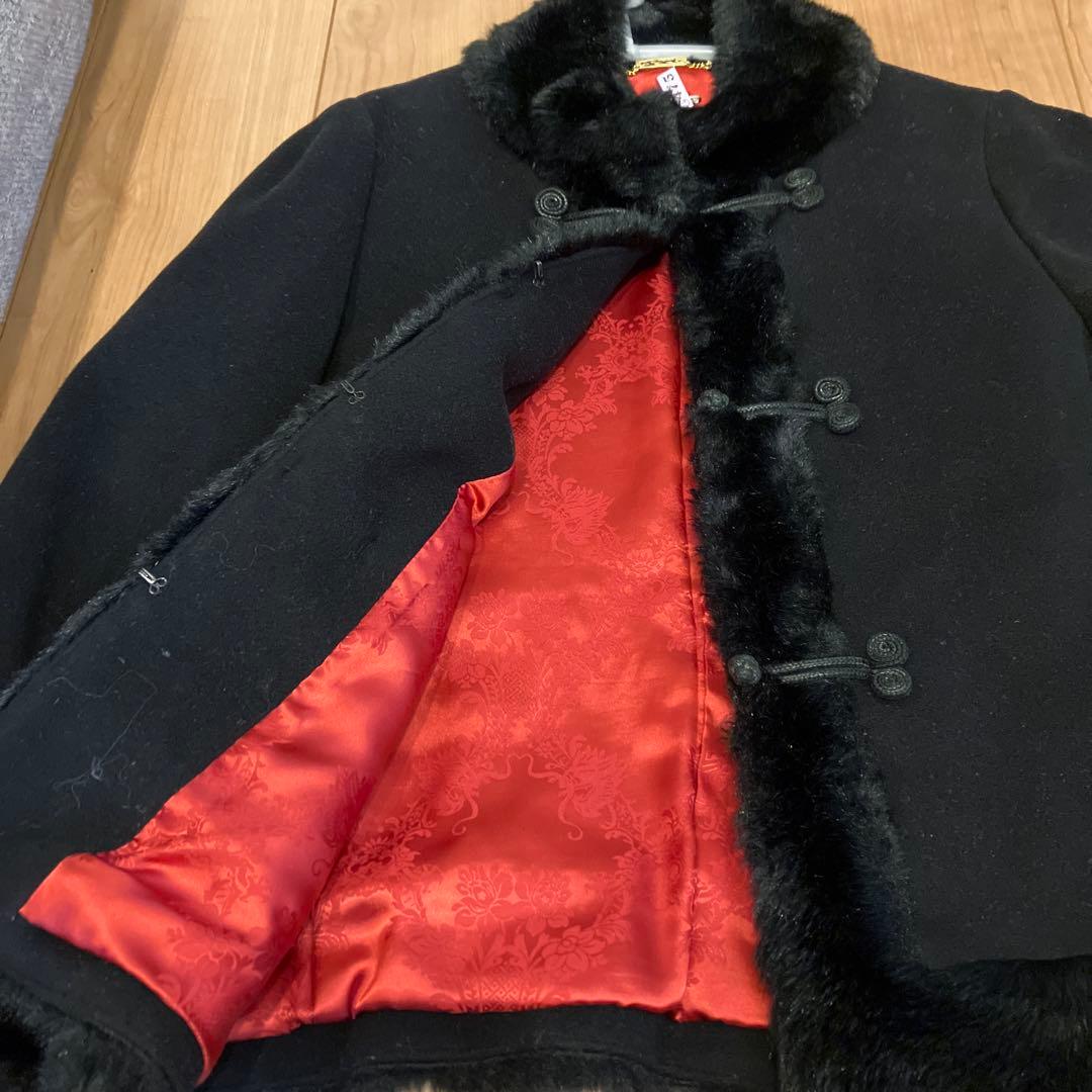 オシャレ♡ヴィヴィアンタム⭐︎ファー付き　ウールコート　ショートジャケット 黒