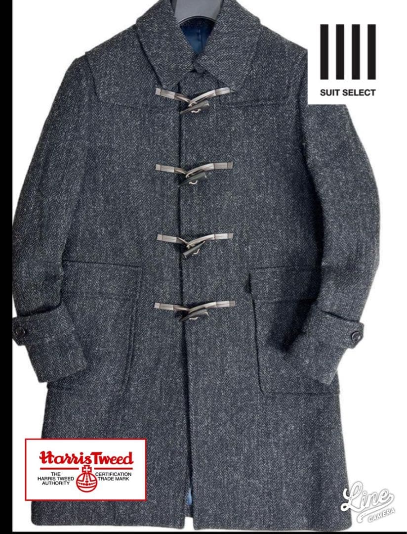 ⭐︎美品　スーツセレクト　Harris Tweed ダッフルコート グレー　M