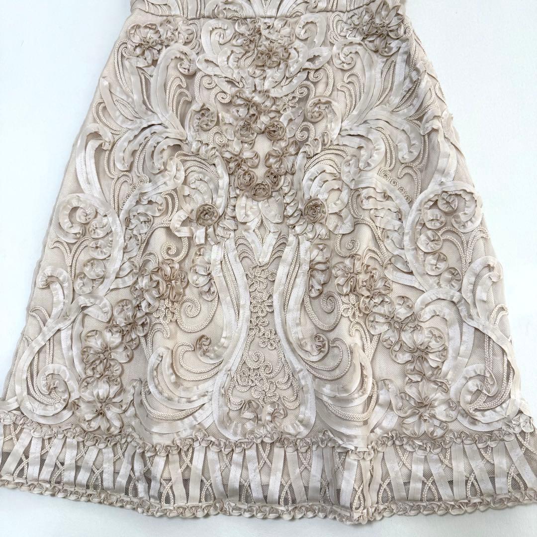 新品✨定価７万✨アナイ✨テープ刺繍ワンピース（M）ベージュ　チュールレース　花柄
