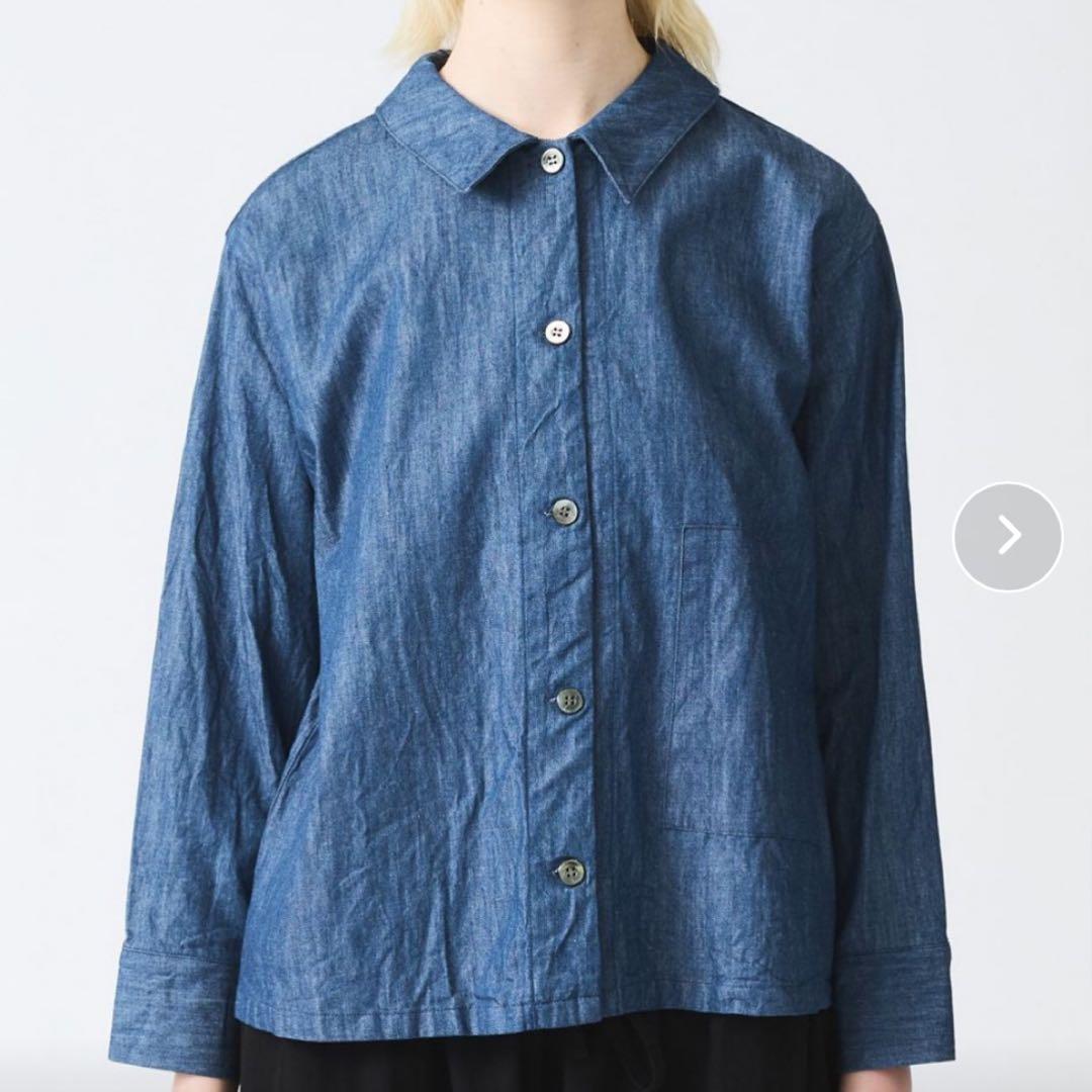 【美品】 ミズイロインド デニム コンパクト シャツ インディゴ ジャケット