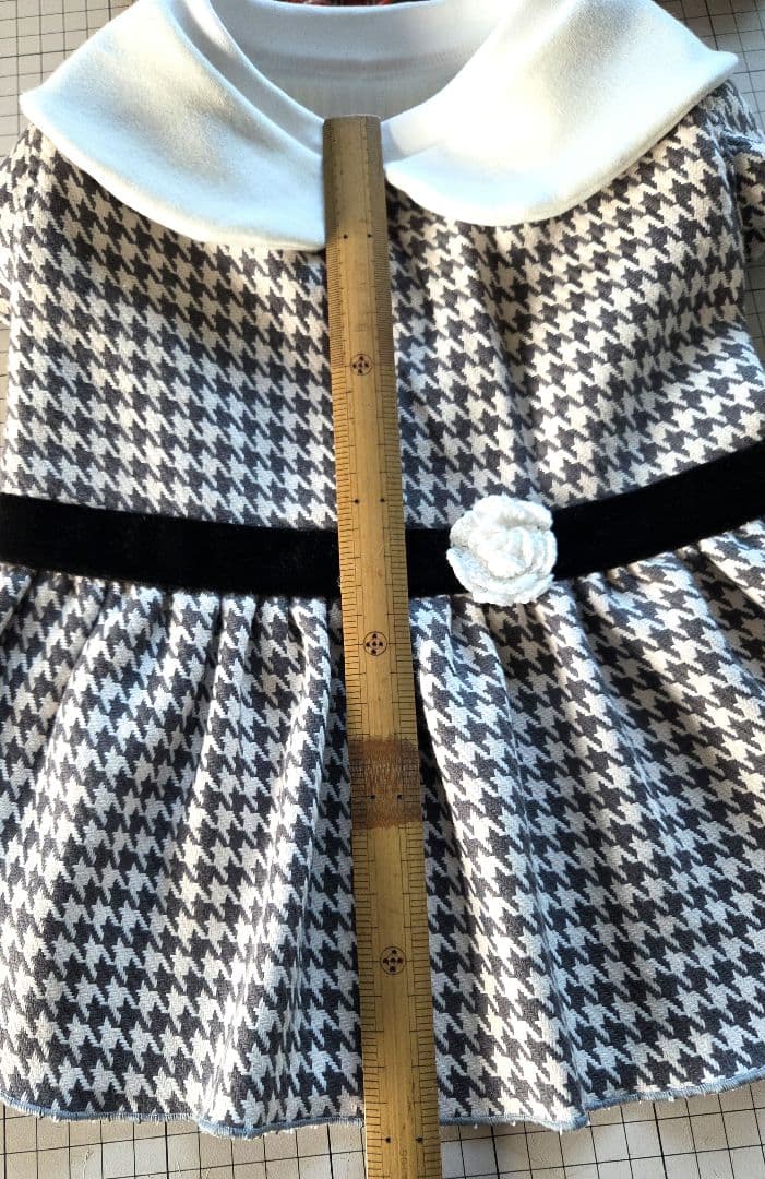 ハンドメイド　犬服 暖か❗キュートなピンクチェックフリルワンピース