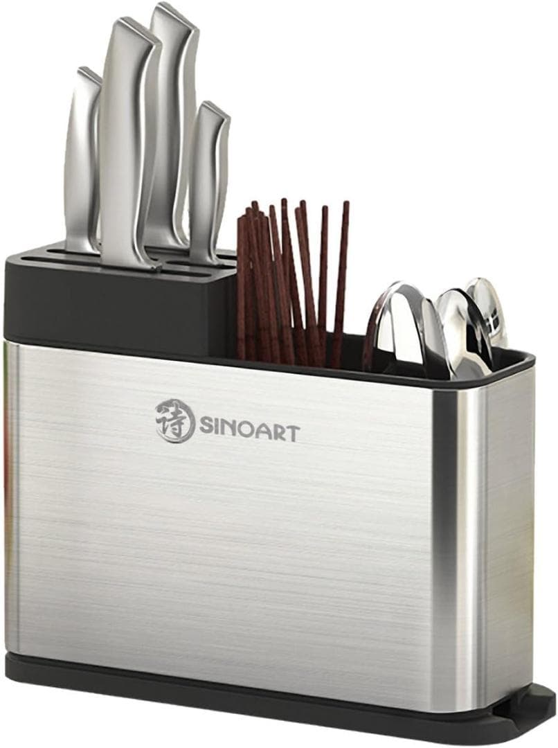 多機能ステンレス包丁スタンド キッチンツール収納可能 耐久性 高級感