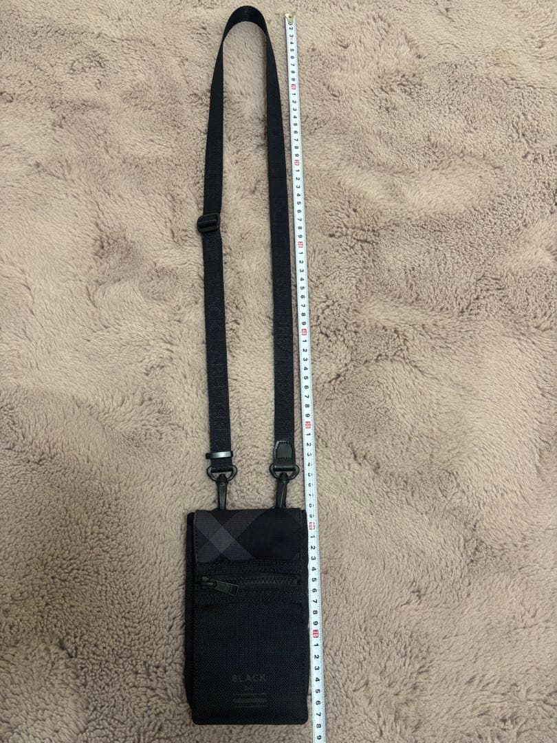 【BLACK LABEL】ブラック チェック柄 ミニショルダーバッグ　サコッシュ