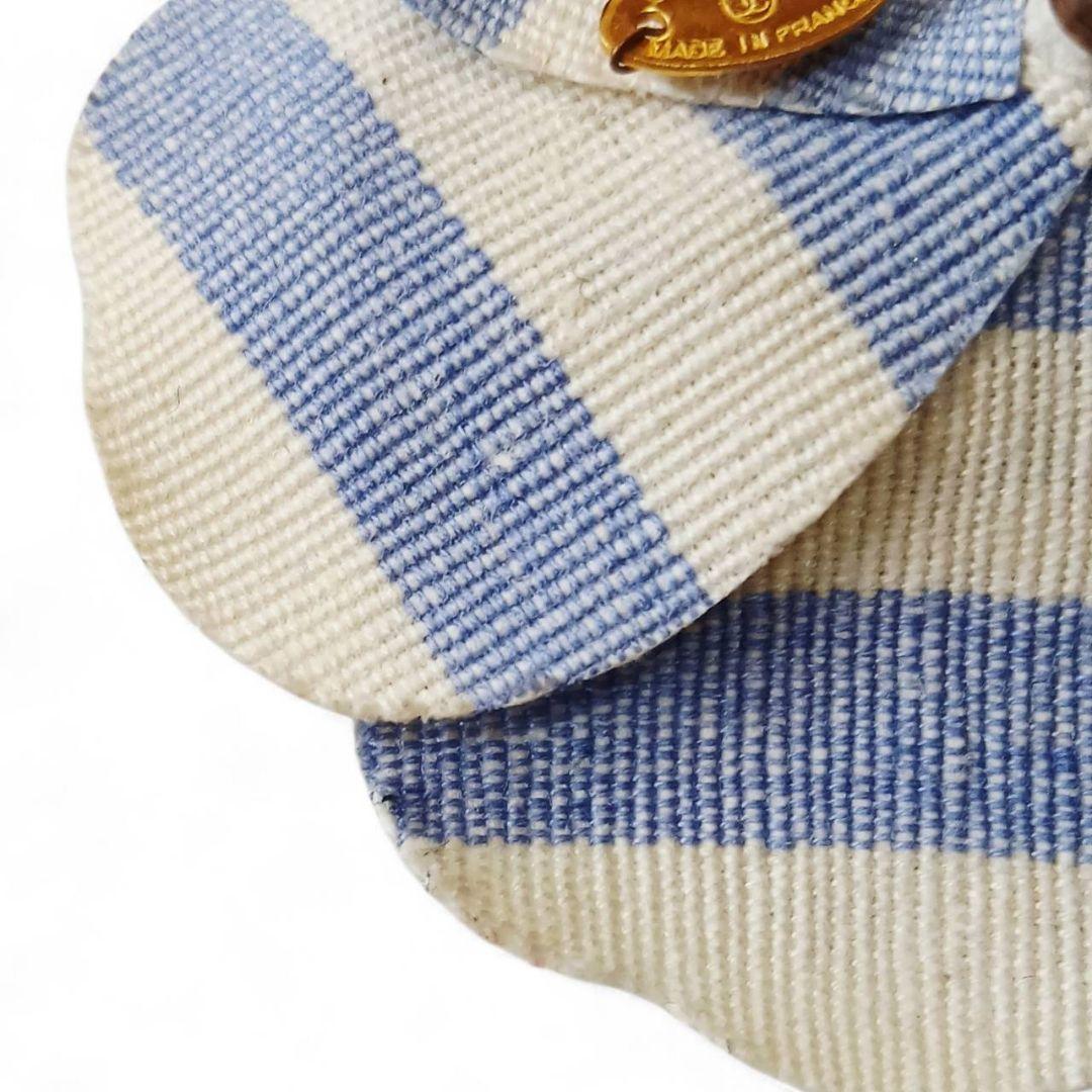 CHANEL シャネル ブローチ コサージュ デニム カメリア ボーダー