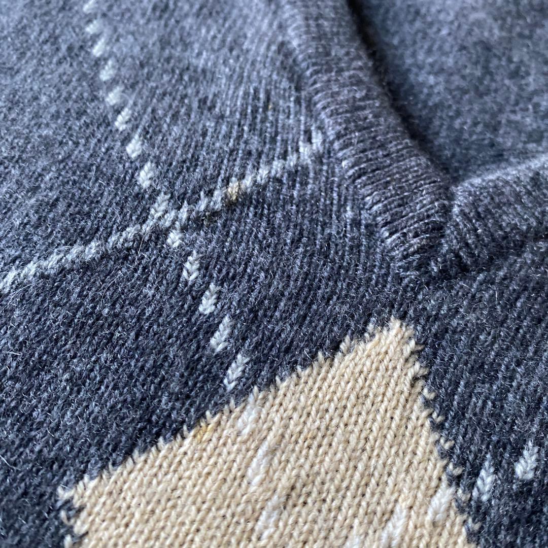 80s Pringle カシミヤニットセーター vネック アーガイル柄 42