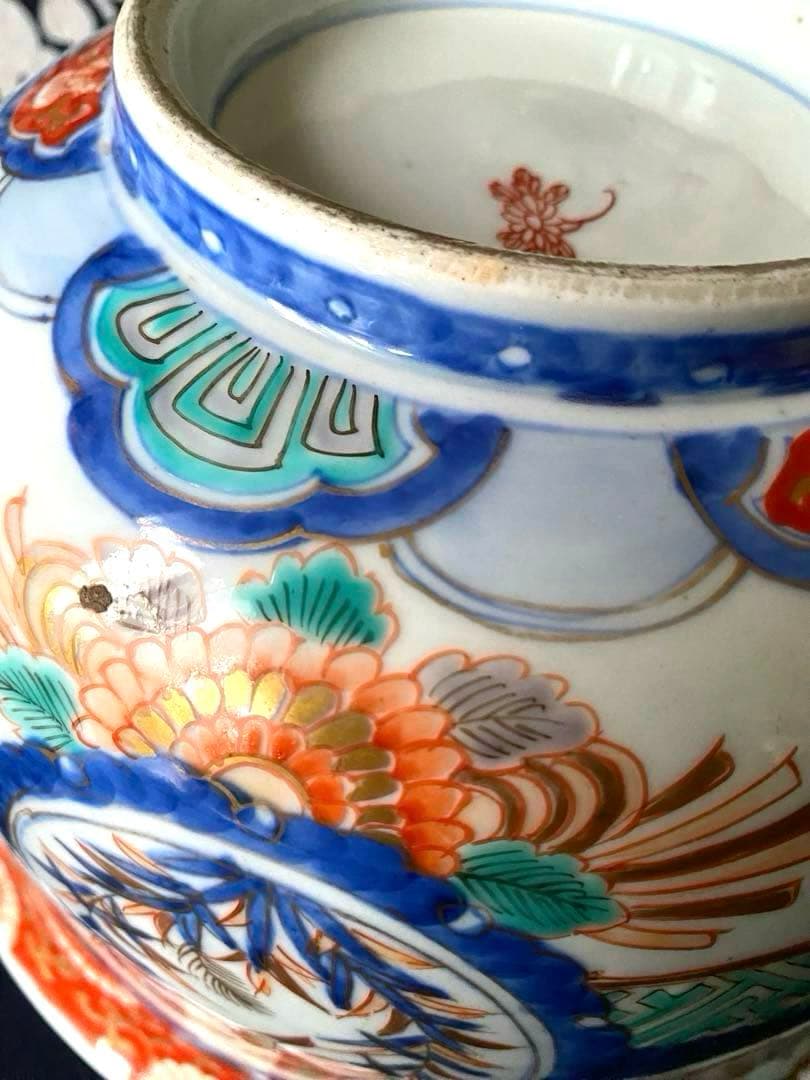 時代物骨董　古伊万里　豪華絢爛染錦金襴手・色絵大鉢　鳳凰飛翔図　飾り鉢　幕末明治