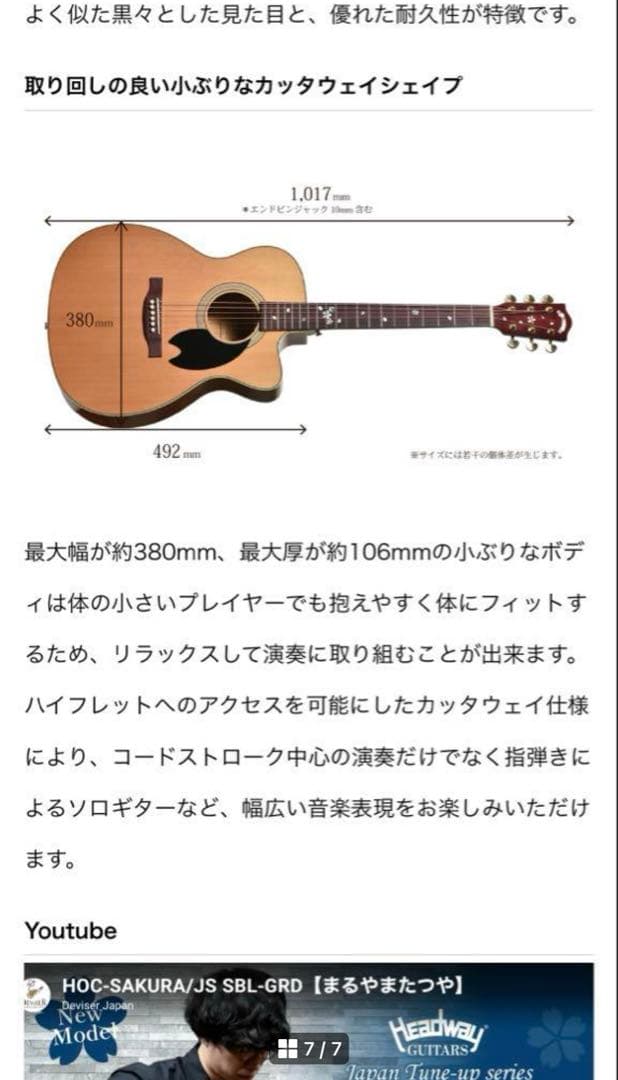 Headway ヘッドウェイ HOC-SAKURA/JS SBL-GRD アコギ