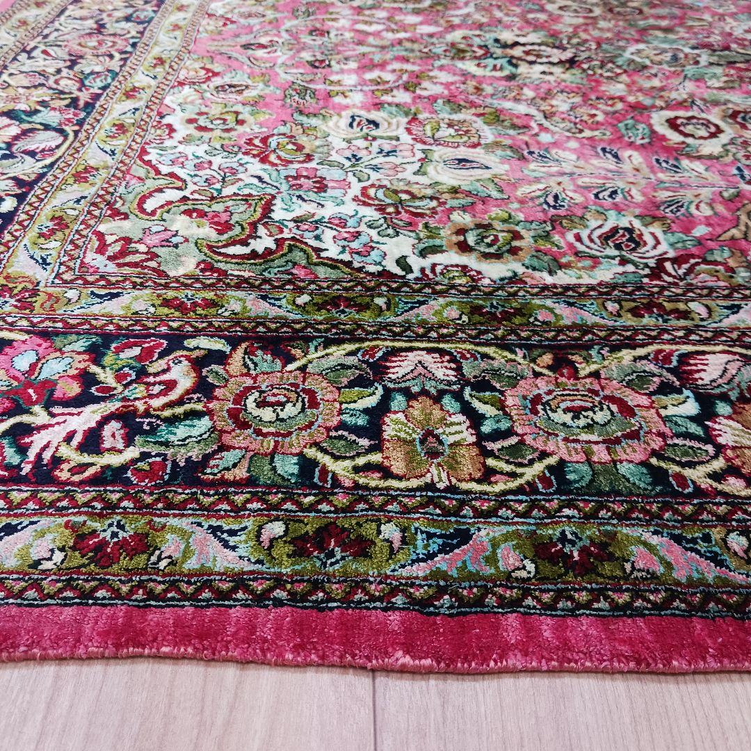 Y3009 ペルシャ絨毯 クム産 シルク100% 手織り81万ノット