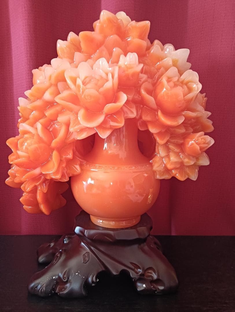 おすすめ！中国工芸品　牡丹の花置物　風水アイテム