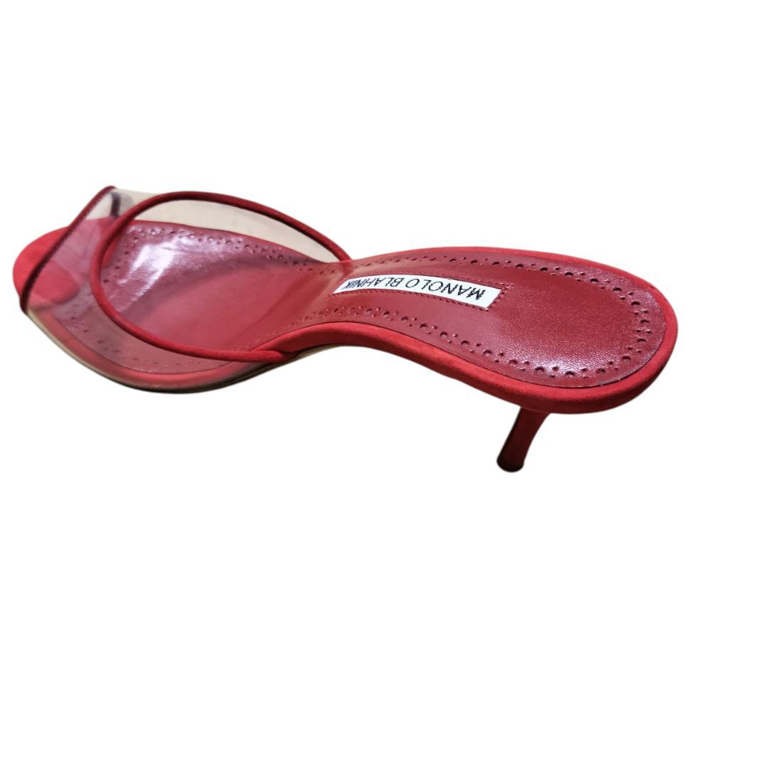 【美品・箱付き】マノロブラニク サンダル ミュール レッド 赤 22.5cm相当