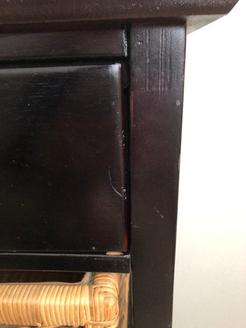 チェスト 3段 収納ラック キャビネット 木製 ラタン風 電話台