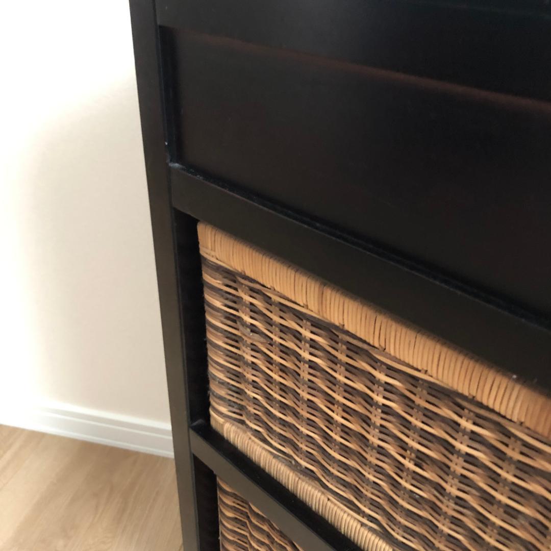 チェスト 3段 収納ラック キャビネット 木製 ラタン風 電話台