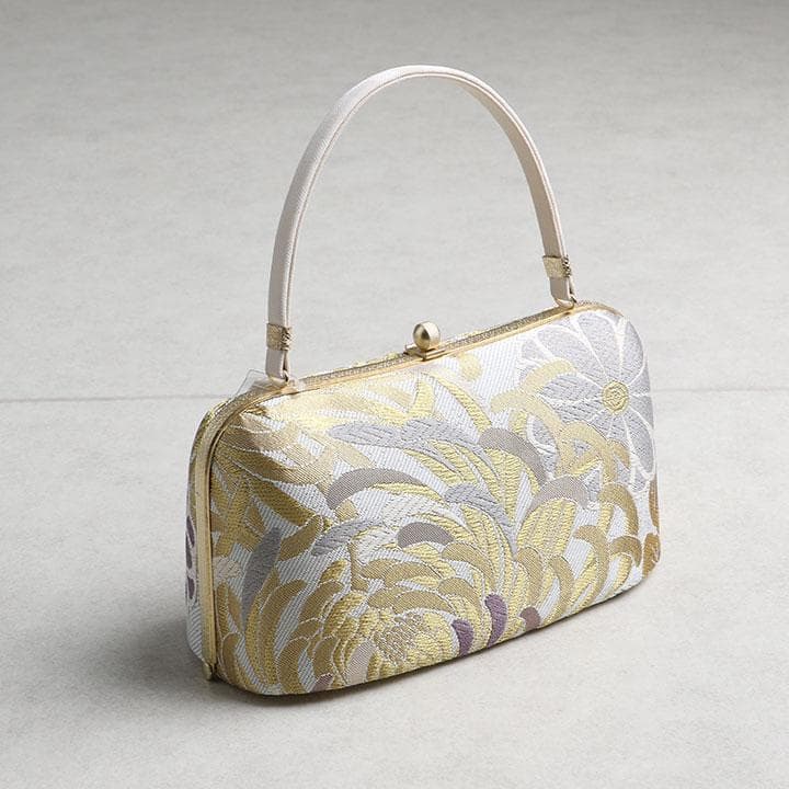 草履バッグセット　乱菊や草花柄　くすみ系　24cm 01671