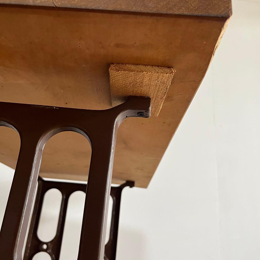 アンティーク ミシン脚 リメイク テーブル 欅 古材 一枚板 レトロ z714