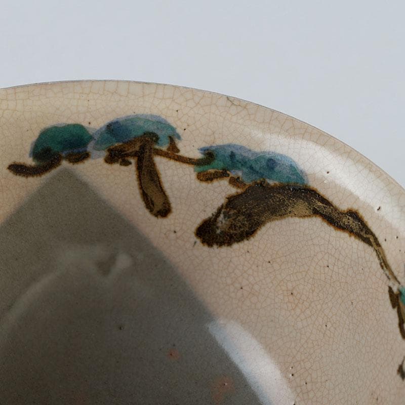 茶道具　尾形乾山作　色絵松図　茶碗　仕覆付　時代箱　Z　8609